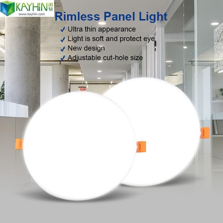 Frameless Recessed Square Round LED Panel Light Manufactures Zhongshan 9W 18W 24W 36W Luminous White Body Lamp Lighting Office PC Panel Light