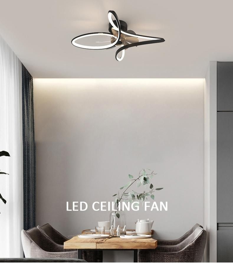 60W Black Living Room Decorate Modern Indoor Retractable LED Ceiling Fans Light