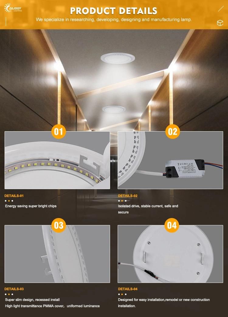 Double Colour IP65 Round Customized Ultra Thin LED Panel Light