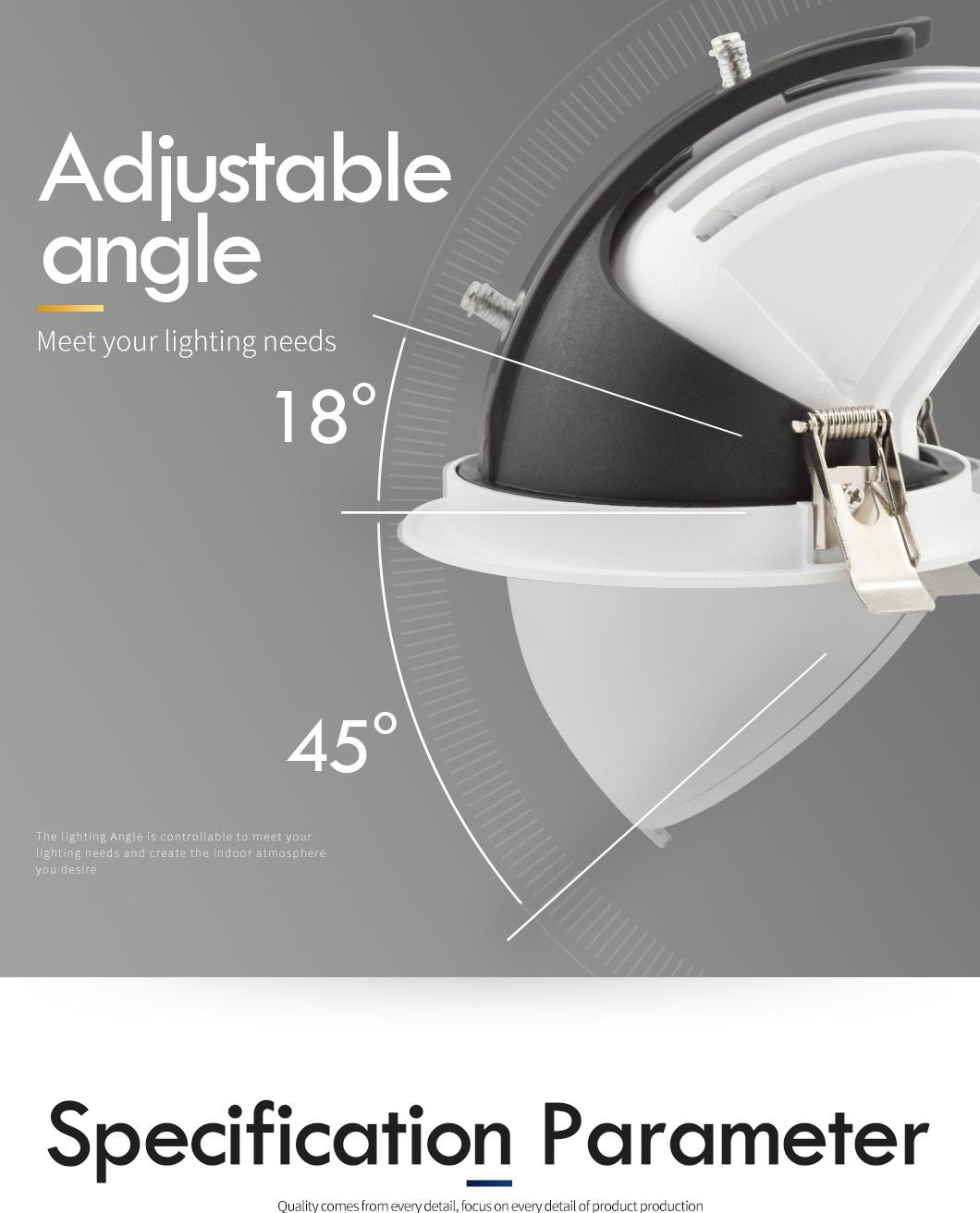 Aluminum Dimmable LED Spot Lights Waterproof Ceiling COB LED Adjustable Down Light