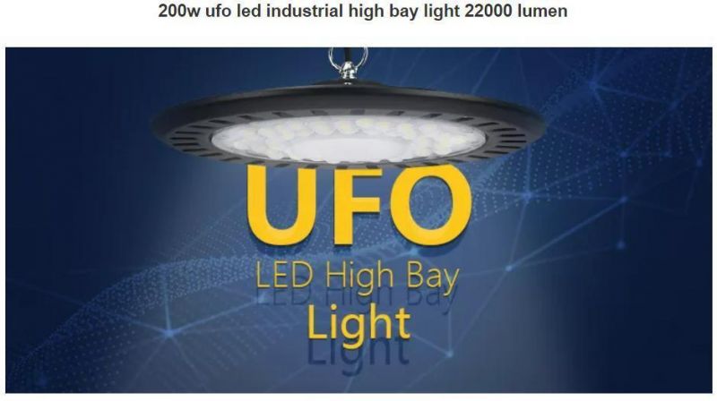 Aluminum 100-200W UFO LED Industrial High Bay Light 3000-6000K 8000-18000lm