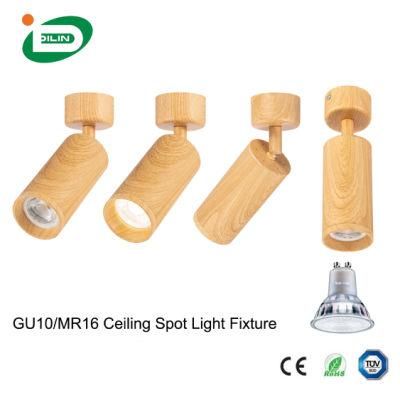 Wood GU10 MR16 Suspended Round LED Light Lamp GU10 Ceiling Downlight Lighting Fixture