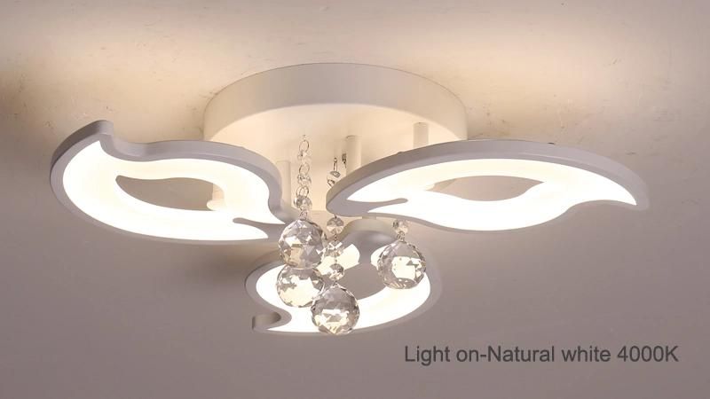 China Manufacturer Home Decorative Crystal Multi-Heads Acrylic Remote CCT LED Ceiling Lamp