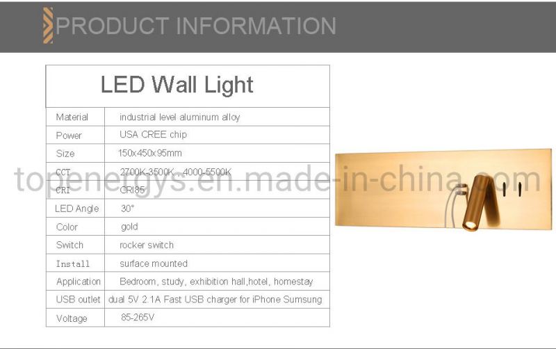 USB LED Reading Light Wall Lamps Room Home Hotel Bedside Wall Light 5V 2.1 USB Modern Light Fixtures Room Decoration