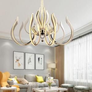 15 Lights 300W Fancy Lighting Stainless Steel K9 Crystal Acrylic Morden Hotel Chandelier for Living Room