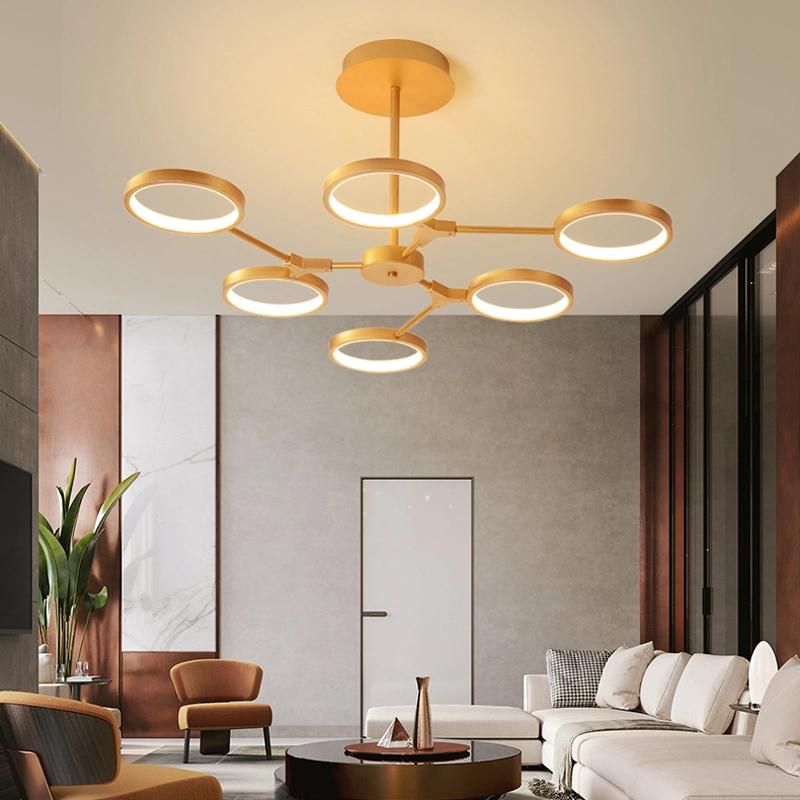 2021 New Nordic Acrylic LED Good Rings Chandelier Hanging Pendant Light Ceiling Light for Living Room