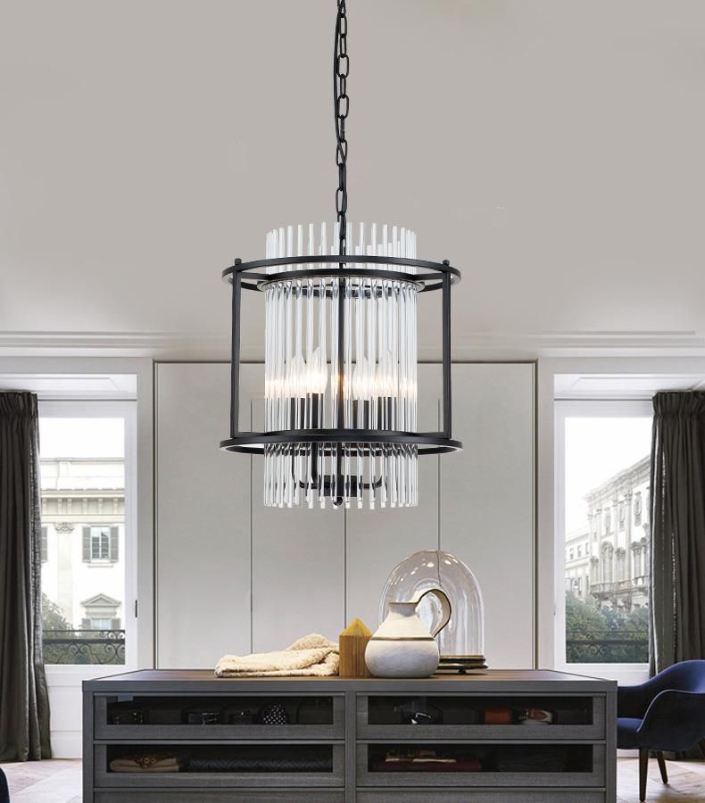 Farmhouse Decoration Luxury Black Metal Glass Round Contemporary Lighting Pendant for Home Hotel
