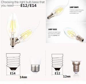 2W 4W E14 E12 Edison Filament Dimmable LED Candle Lamp