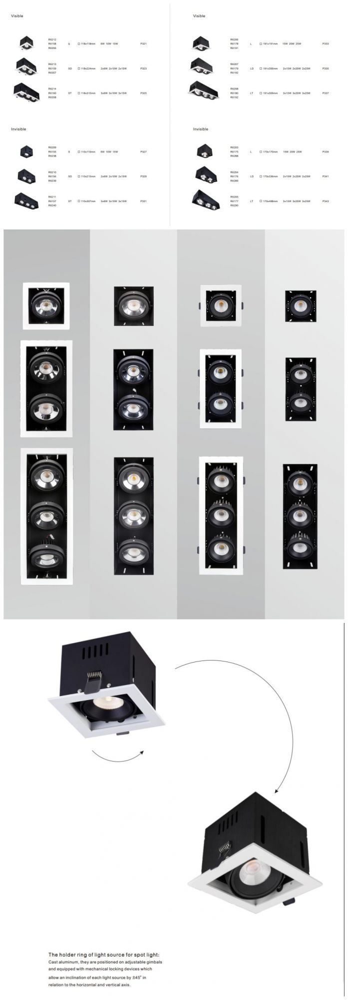 TUV Certified Visible COB LED 2*6W Available Recessed LED Spotlight