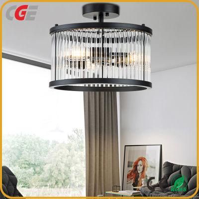 Newest Design Modern Round Luxury Black Pendant Lamp Ceiling Living Room Crystal Light Chandeliers