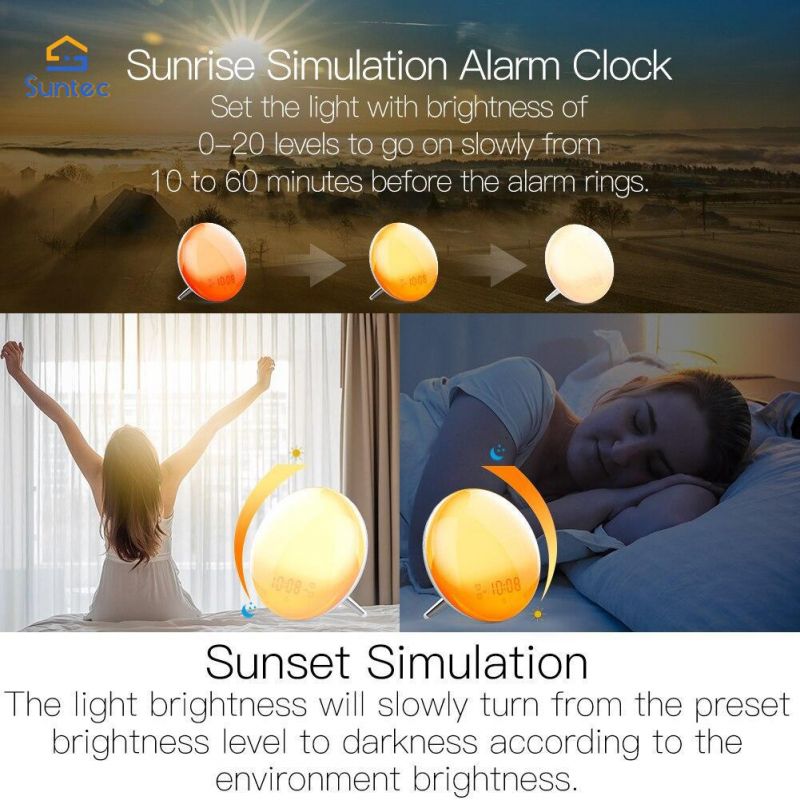 WiFi Wake up Smart Light Alarm Clock with 7 Colors