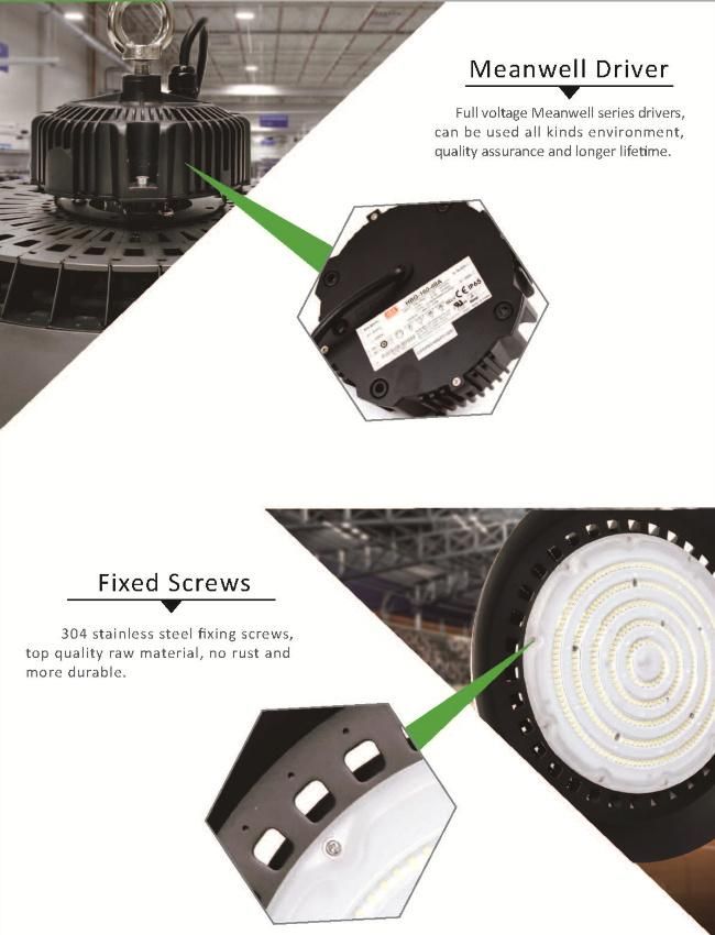 Hot Sell CE RoHS Listed 100W 150W 200W Industrial Retrofit Lamp Fixture UFO LED High Bay Light