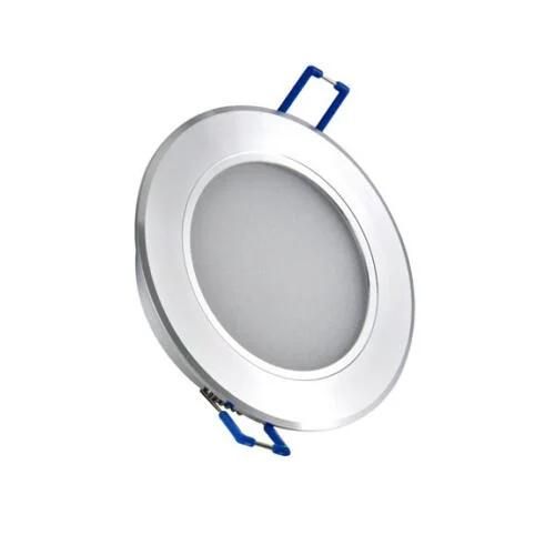 Round Slim Panel Light Silver Recessed LED Downlight 5W 3 Inch 3000K Warm White