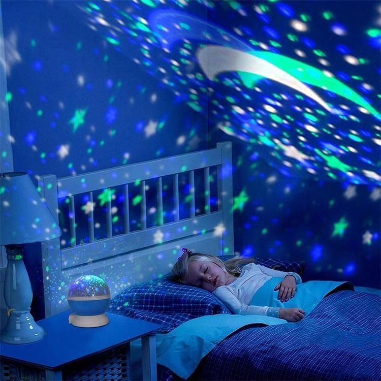 New 2021 USB Rechargeable Colorful Rotatable Baby LED Star Starry Night Light Projector for Kids