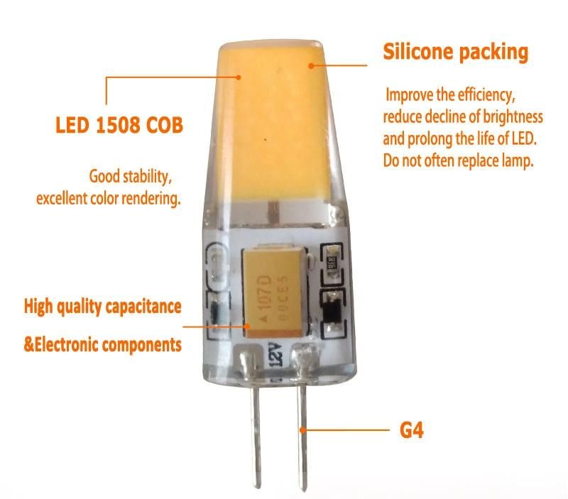 Chinese Chip G4 1508COB 2W 12V LED Bulb Replace G4 Halogen Lamp