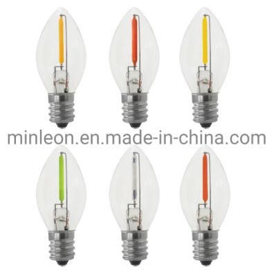 E12 Mini C7 Clear Glass LED Filament Replacement Bulb