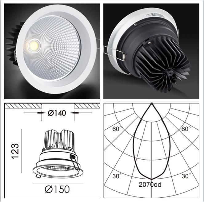 R6202 15W/20W/25W Aluminum Dimmable COB LED Ceiling Spotlight Recessed Downlight with Driver