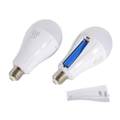 2020 Popular LED Intelligent Emergency Bulb 15W AC85-265V Rechargeable Lamp Two Batteries with Hook
