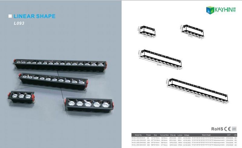 Matrix Linear LED Downlight CRI80 CRI90 2W 6W 8W 10W 16W 18W 20W 30W 36W LED Down Light