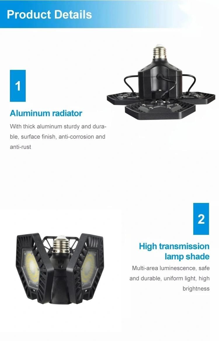 Factory LED Garage Light Foldable Aluminum and Plastic 60W