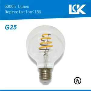 4.5W 500lm G25 E26 New Dimmable Spiral Filament Bulb LED Light