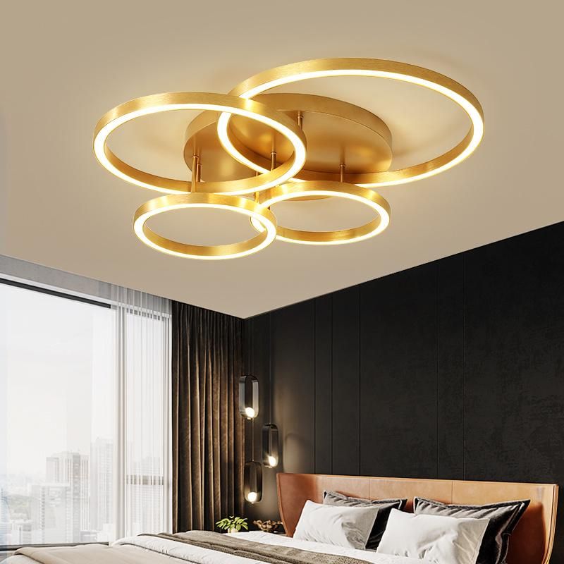 Luxury Hotel Golden Rings Acrylic LED Ceiling Lamps