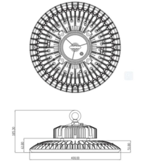 Rotatable U Bracket Dimmable Highbay 100W/150W/200W Wall Mount LED UFO High Bay Lighting