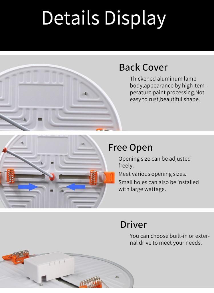 Competitive Price Adjustable Cutting Hole Frameless No Frame LED Panel Light 12W 18W 24W 36W
