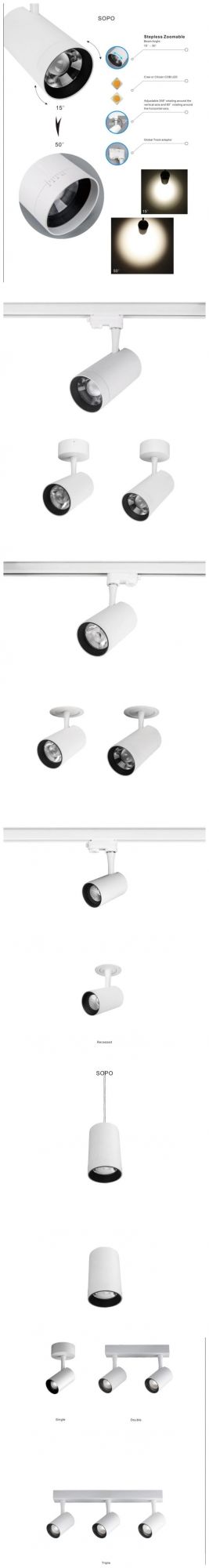 T6017 COB LED Small-Size 10W1040lm/15W1350lm Ugr14 Aluminum-Alloy LED Track Light