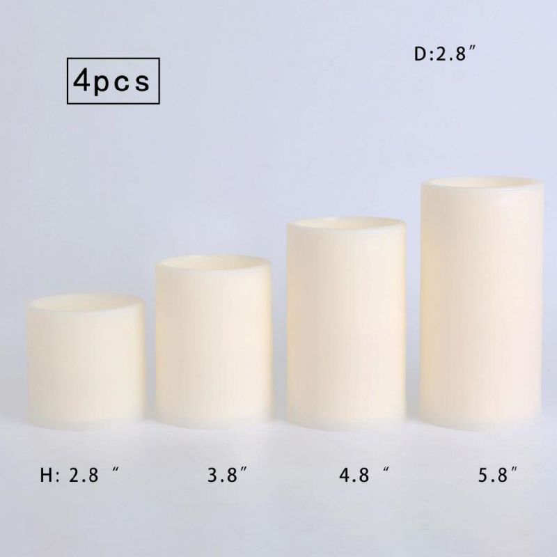 Warm White Flashing Pillar Shape 4PCS Electric LED Candle Light Set for Christmas Decoration