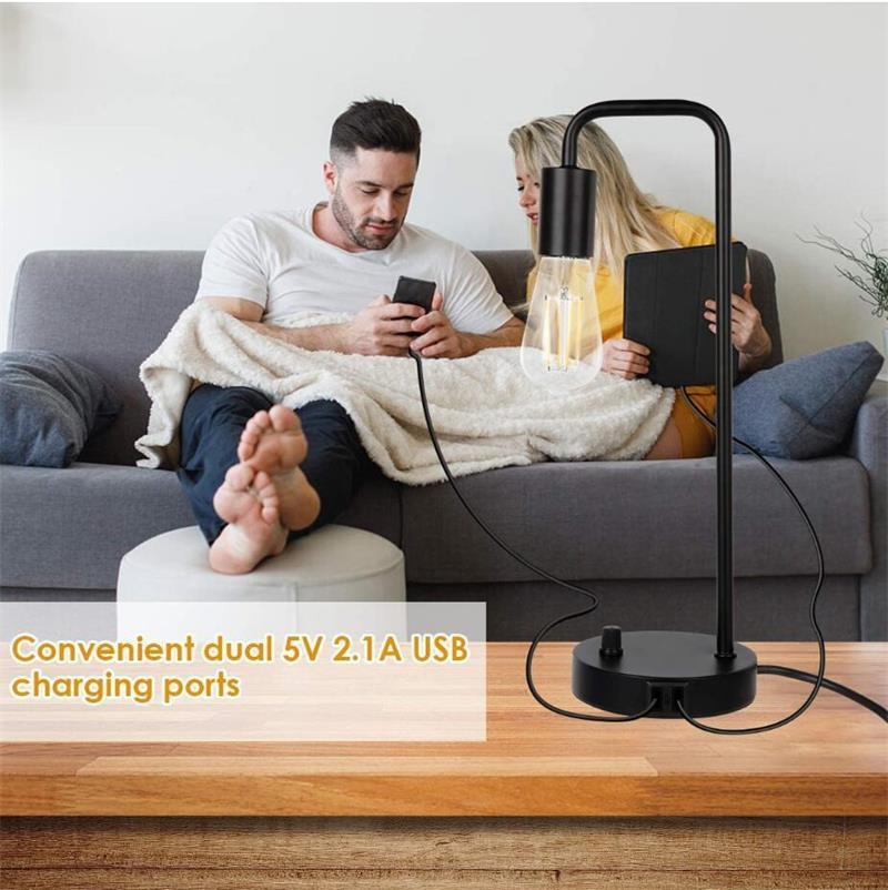 Indoor Living Room USB Charging Remote Control Simple Wrought Iron LED Table Lamp