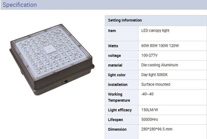 IP65 100W 120W Industrial Workshop Warehouse Canopy Light LED Ceiling Light