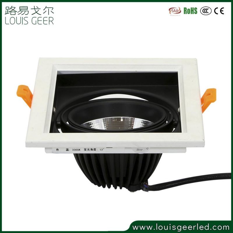 Anti Glare Commercial Recessed Rectangle Adjustable LED Grille Light in Retail Shops Sports Stadiums