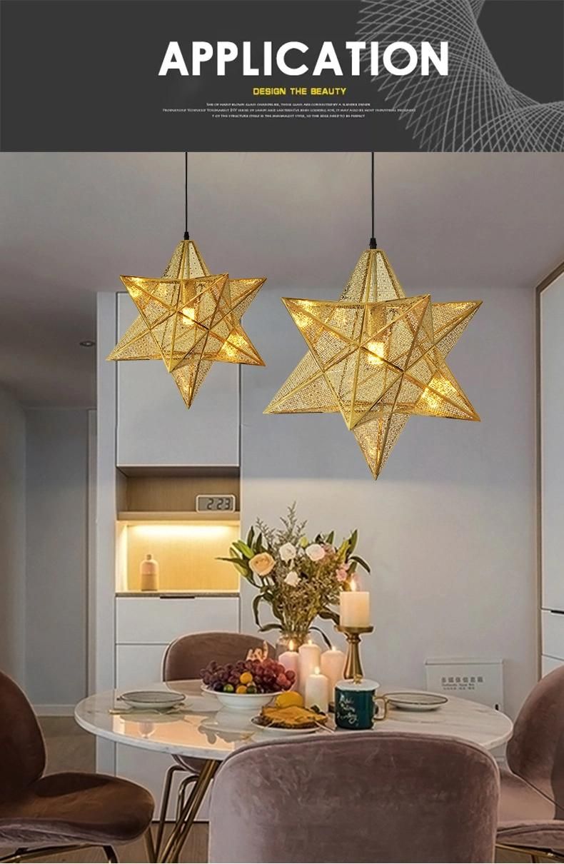 Artistic Stainless Steel Pendant Lamp Star Metal Hanging Lamps Restaurant Decorative Chandeliers