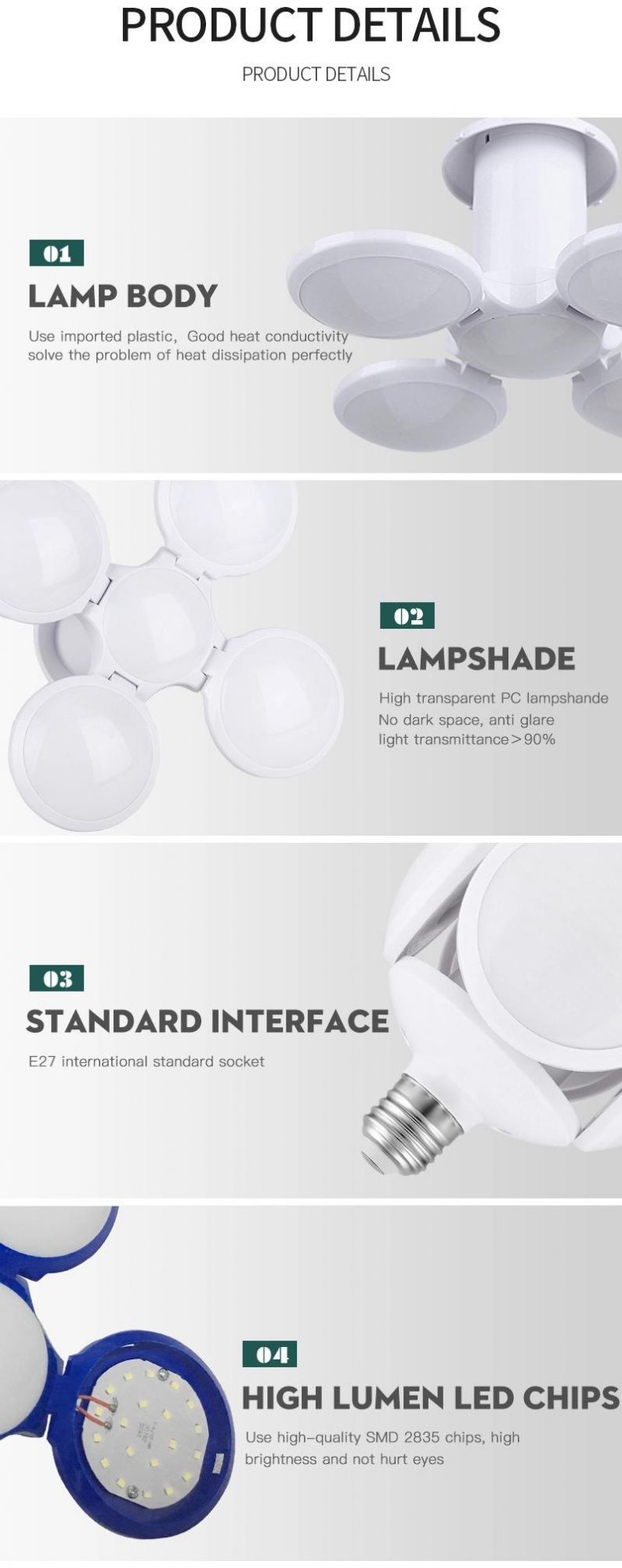 New Design Hot Sale 5 in 1 E27 / B22 40W LED Football Bulb Light