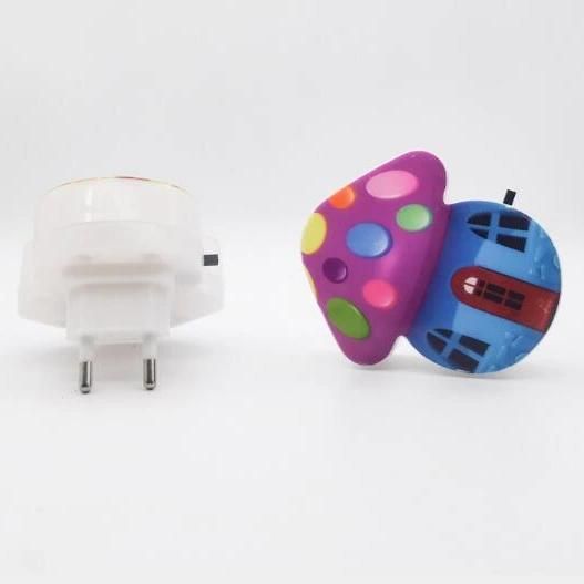 Plastic Switch Plug in LED Mushroom Night Light Lamp