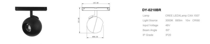 DC48V Mainless Lighting System Shop Light Magnet Rail Spotlight