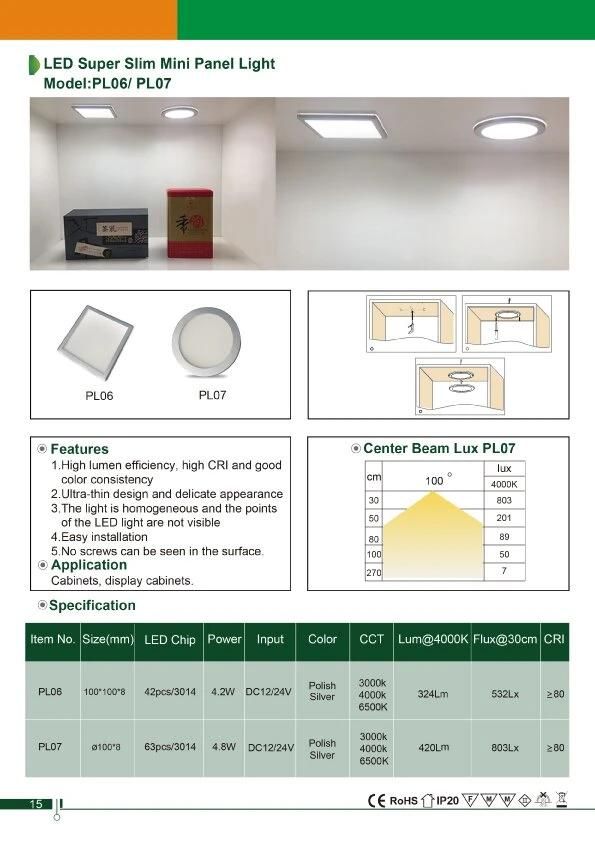 DC12V LED Ultra-Thin Panel Light with Europe Style Furniture Light LED Puck Light