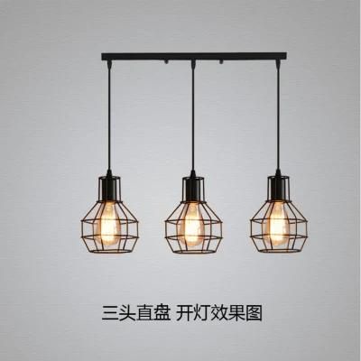 Three Head Creative Vintage Cage LED Light Cage Pendant Lamp