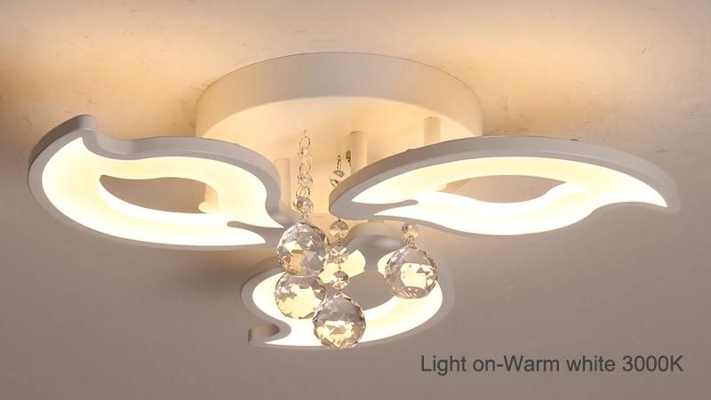 China Manufacturer Home Decorative Crystal Multi-Heads Acrylic Remote CCT LED Ceiling Lamp