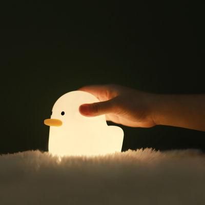 Duck Design Night Light Silica Gel Children Sleep with Pat Lamp Creative Lovely USB Lamp New Unique Gift Bedside Lamp