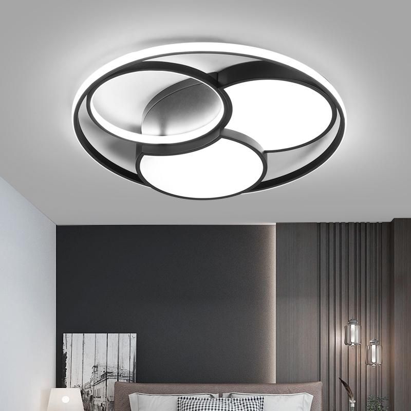 2022 New Design Round Acrylic Metal Dining Remote Control Warm White LED Ceiling Lamp for Bedroom