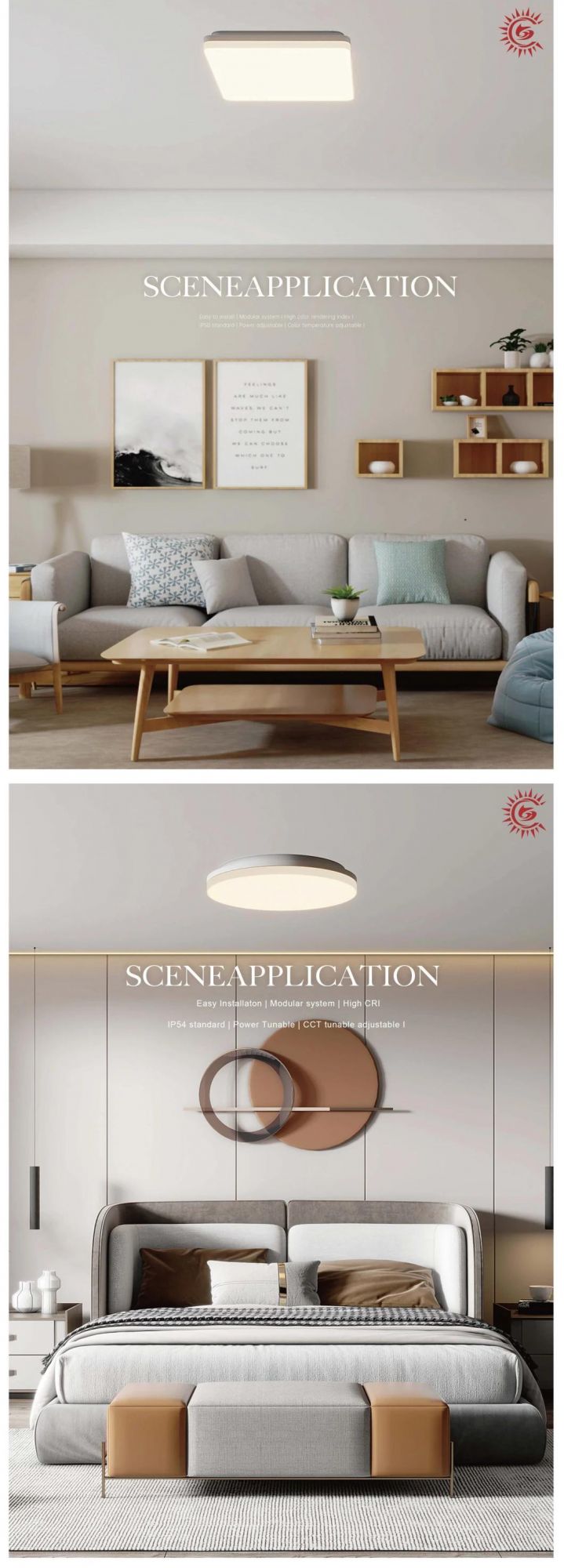 Surface Mount Ceiling Lamp 3CCT 3000K/4000K/6000K Power Adjustment 5W/10W/15W, 15W/20W/25W