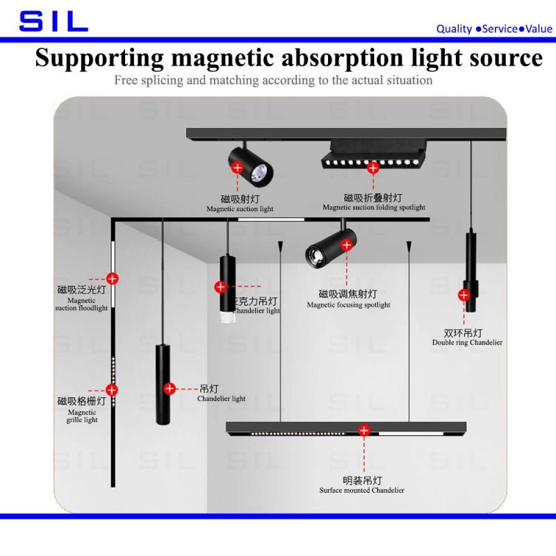 20W Fashion Modern Simple Decoration Magnetic LED Light with Magnetic Track Rail