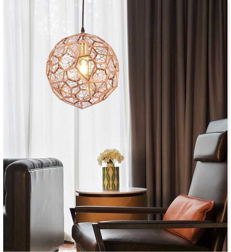 Modern Simple Stainless Steel Polyhedral Ball Chandelier Creative Geometric Mesh Chandelier