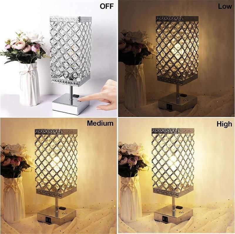 LED Indoor Bedside Night Light Touch Desk Lights USB Rechargeable Crystal Table Lamp