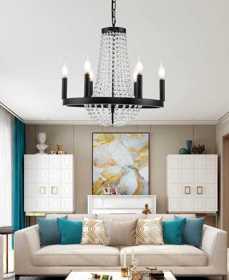 American Country K9 Crystal Chandelier Living Room Dining Room Lighting Vintage Home Decoration Lamp Fixtures