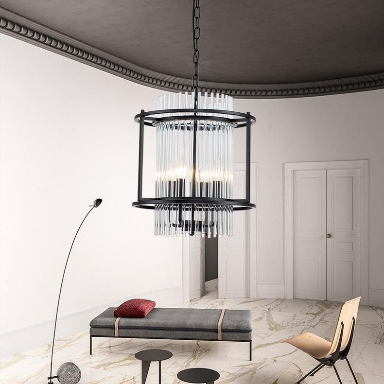 Farmhouse Decoration Luxury Black Metal Glass Round Contemporary Lighting Pendant for Home Hotel