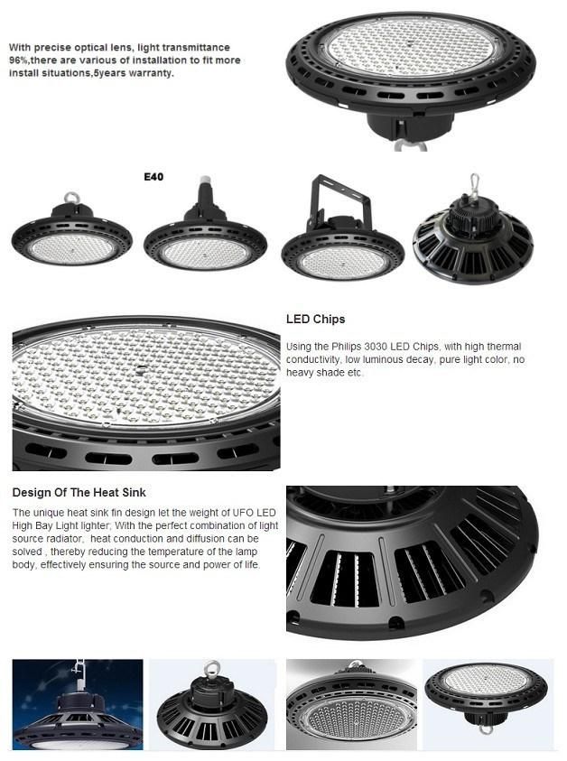 High Lumen 130lm/W 26000lm 200W High Quality 5 Years Warranty LED UFO High Bay Light