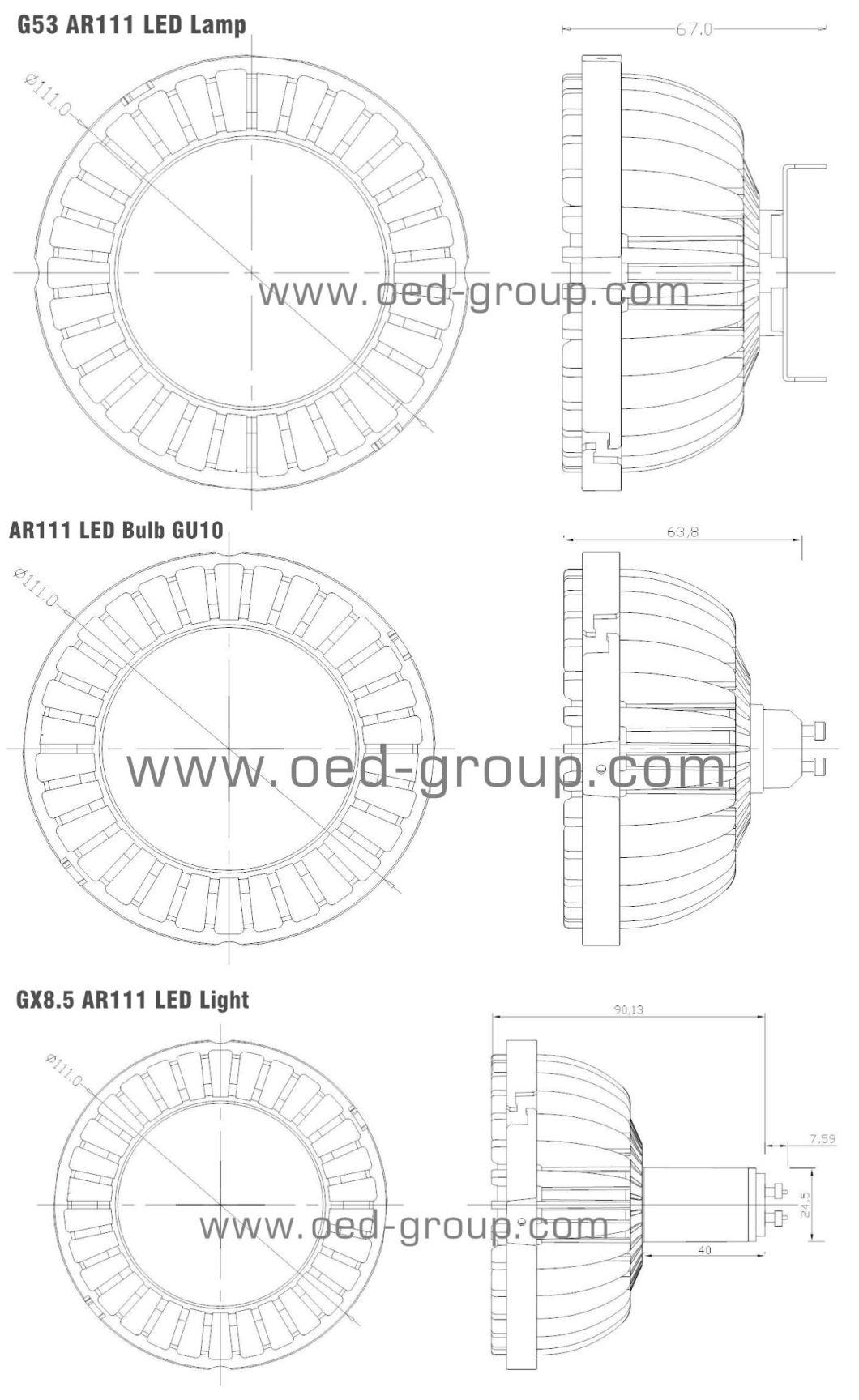 UL ETL SAA Ce Driver AC100-277V 35W Osram S5 LED AR111 LED Lamps with External Driver